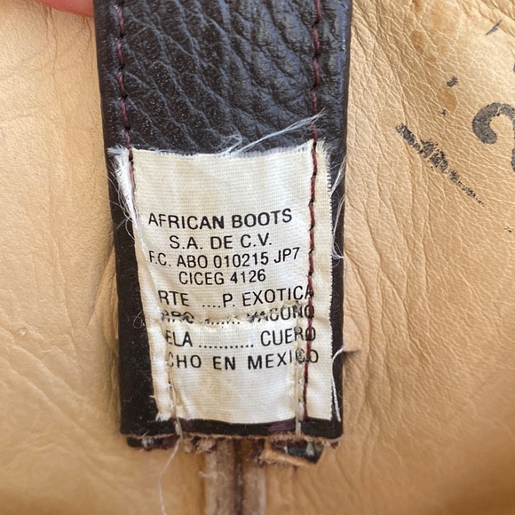 Barely Worn Eel Skin African Boots Made In Mexico Vintage Brown Leather Cowboy - Picture 5 of 17
